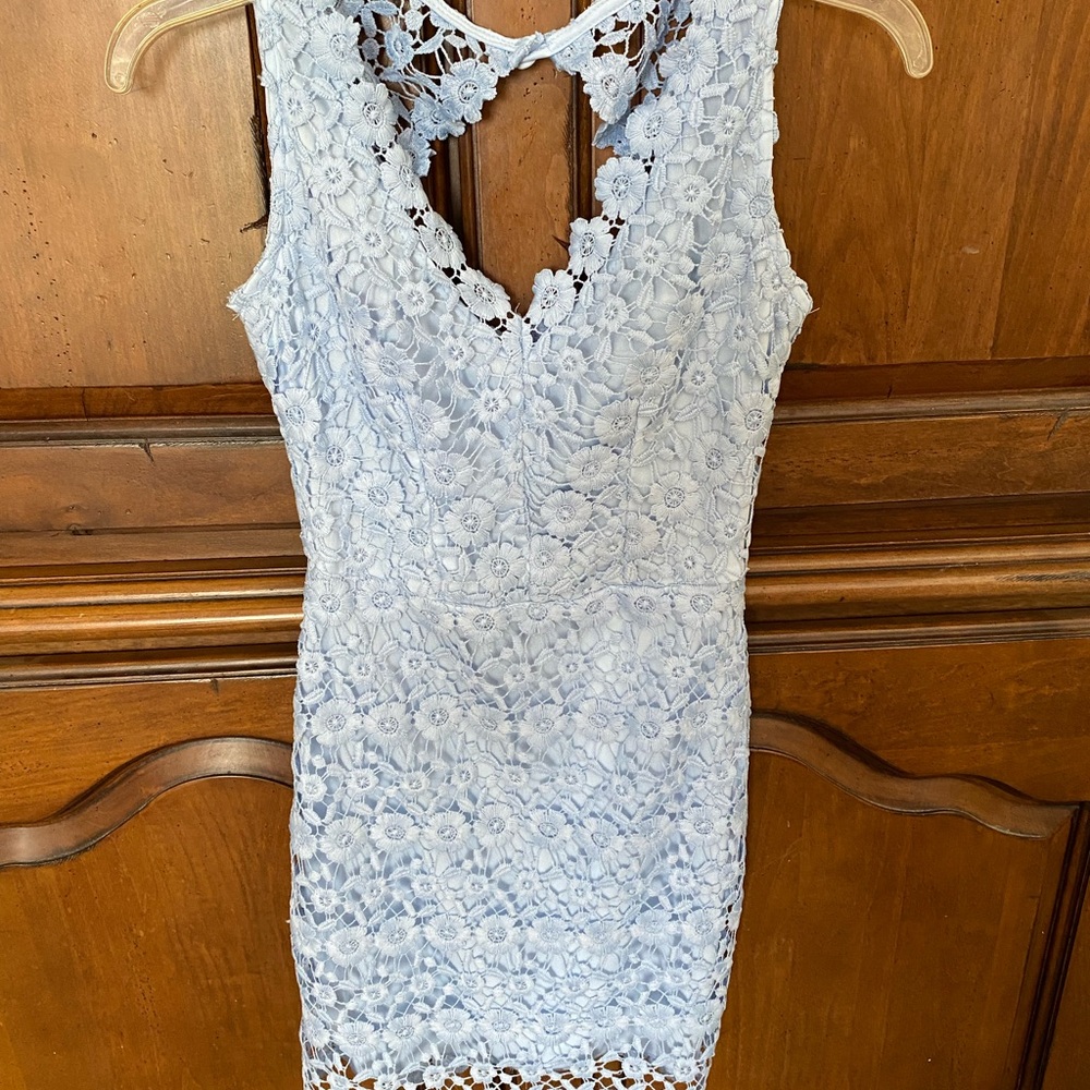Size 1 b darlin baby blue floral embroidered lined dress